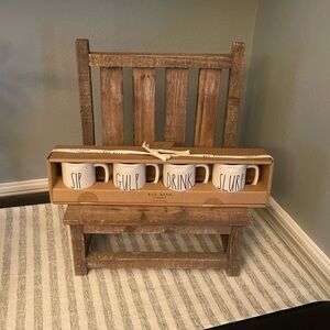 NEW - Rae Dunn Ceramic MINI Mug Set with Black Lettering - SIP GULP DRINK SLURP